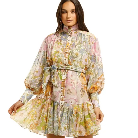 Zimmermann Super Eight Lantern Mini Dress Designer-size 3 US 8/10/12 LARGE - Picture 1 of 7